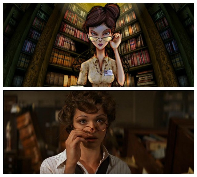 Comparison of Jessica from The Book of Treasures online game vs Evy Carnahan from The Mummy film