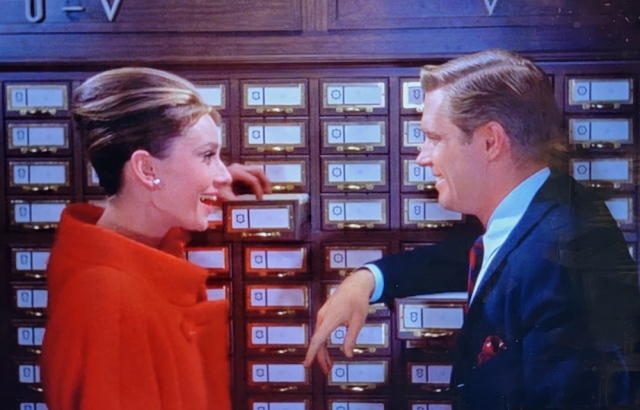 Card catalog joy in the first library scene in Breakfast at Tiffany's (1961)